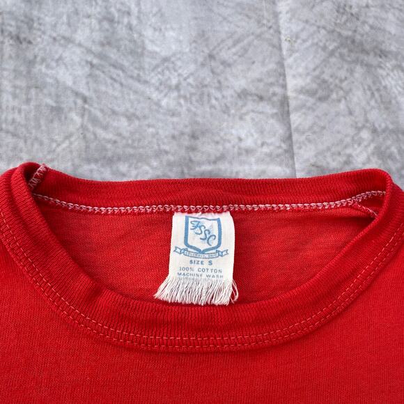 Vintage 1970's Alabama Crimson Roll Tide Red White Football Tee Shirt Sz XS VTG - Picture 2 of 10